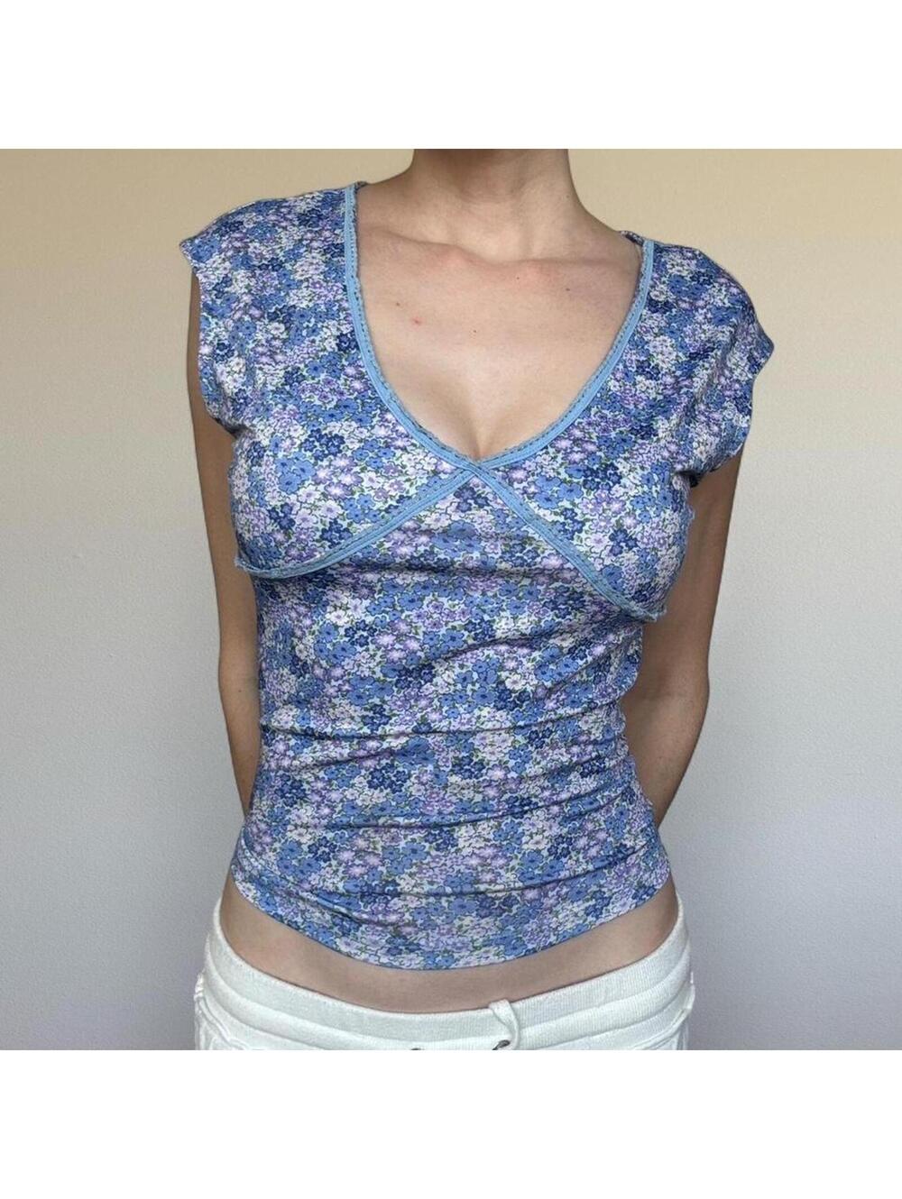 Y2K Dollface floral babydoll top Sz. M/L